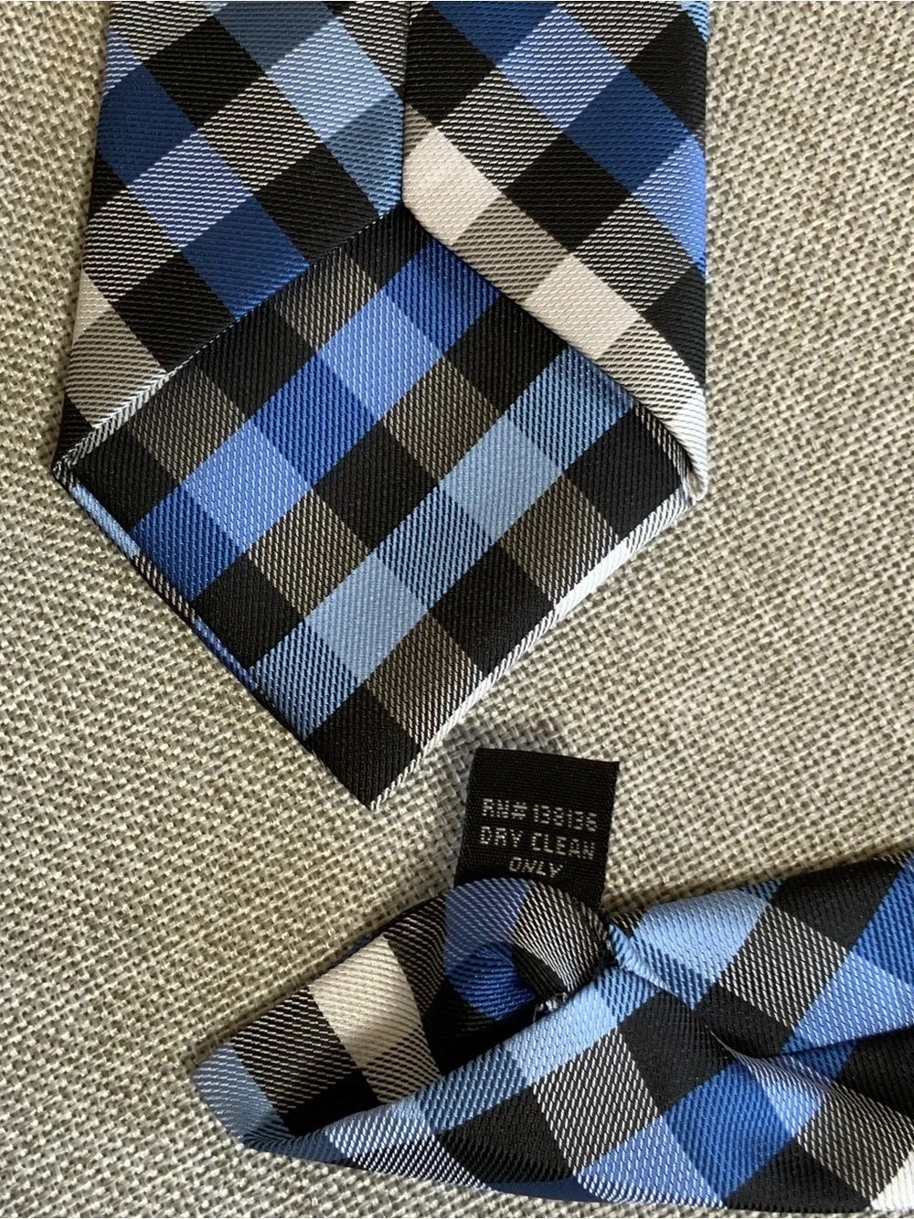 Bespoke Blue Black White Plaid Men's Tie